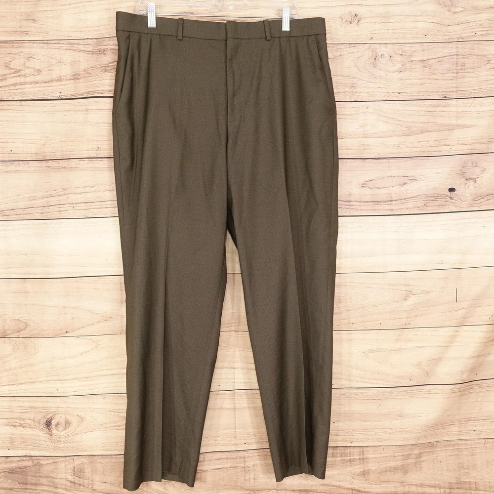 Perry Ellis Portfolio Dress Pants Mens 36x29 Brown Classic Fit Flex Stretch